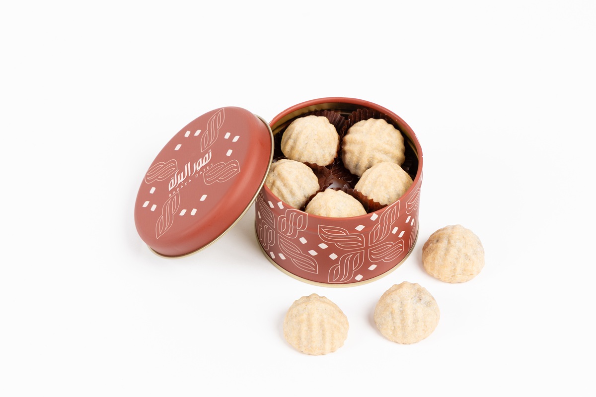 Maamoul-Date-140g-1.jpg Gifting Tin Box - Round Small Mamoul Date Whole Wheat 130gm - Image 1